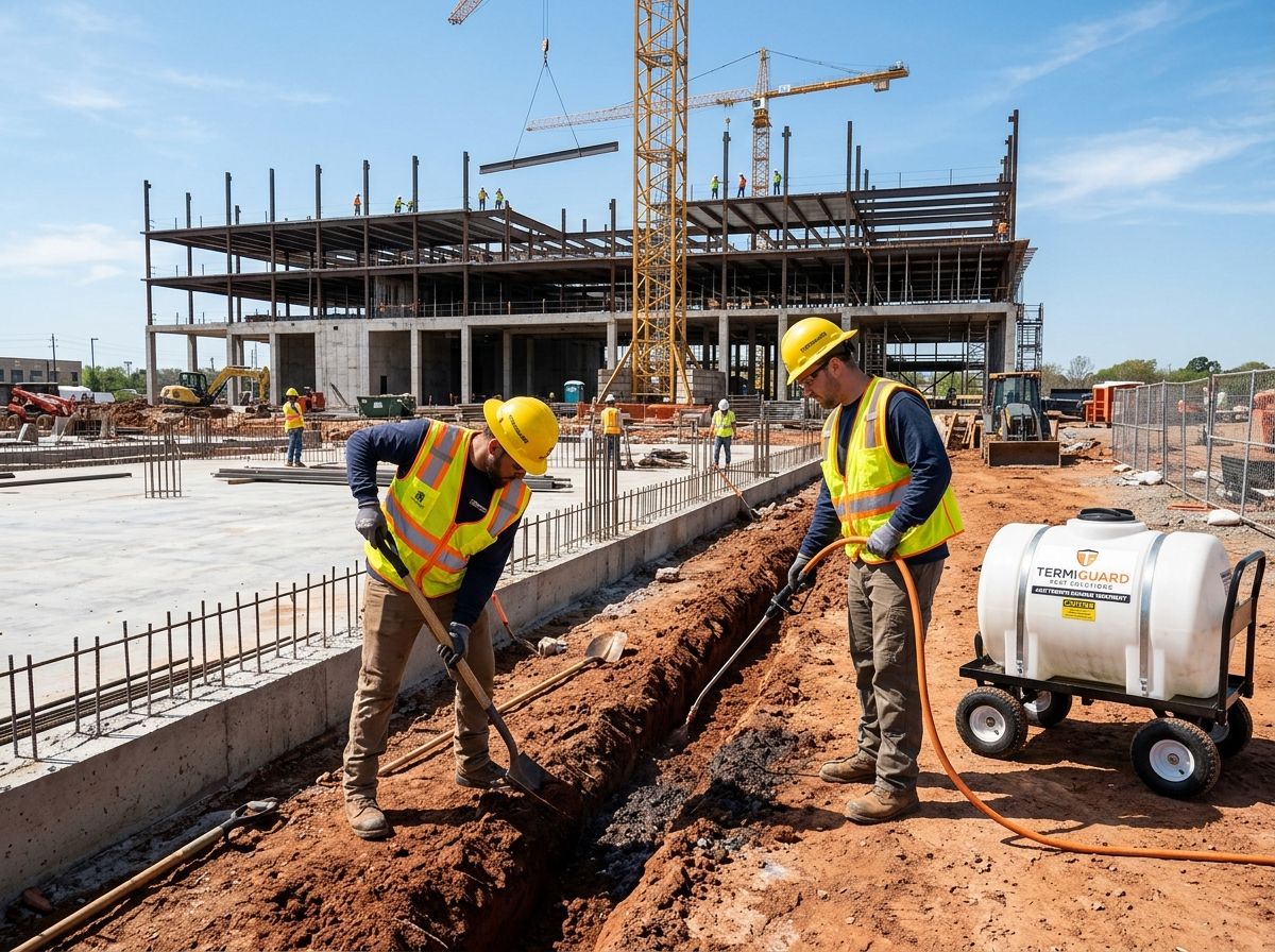 Pre-construction anti-termite soil treatment on a building site