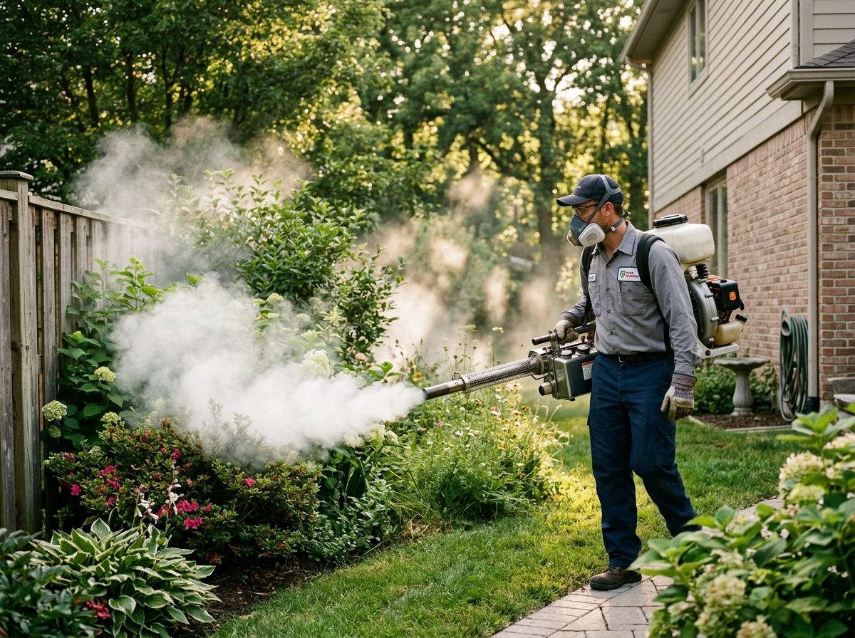 Mosquito fogging treatment in a residential garden